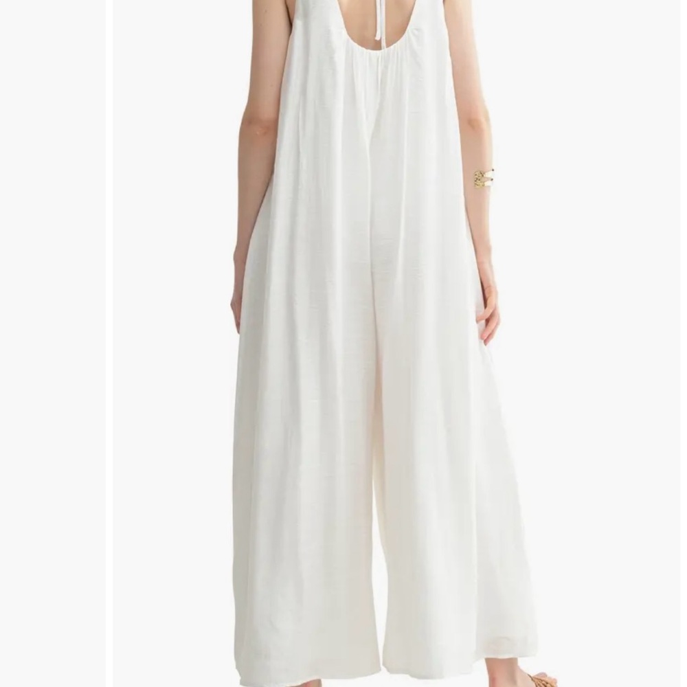 Lush White Wide Leg Jumpsuit Minimalist Design